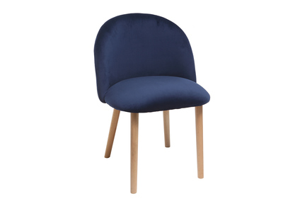 Chaise scandinave velours bleu nuit et bois CELESTE