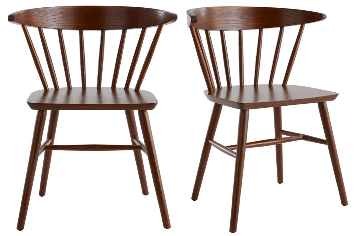 Chaises � barreaux en bois fonc� (lot de 2) DARIA