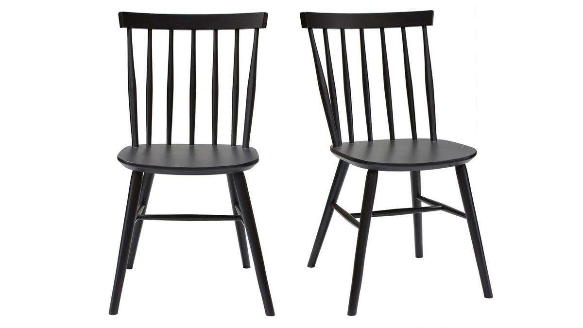 Chaises à barreaux en bois noir (lot de 2) COLBERT