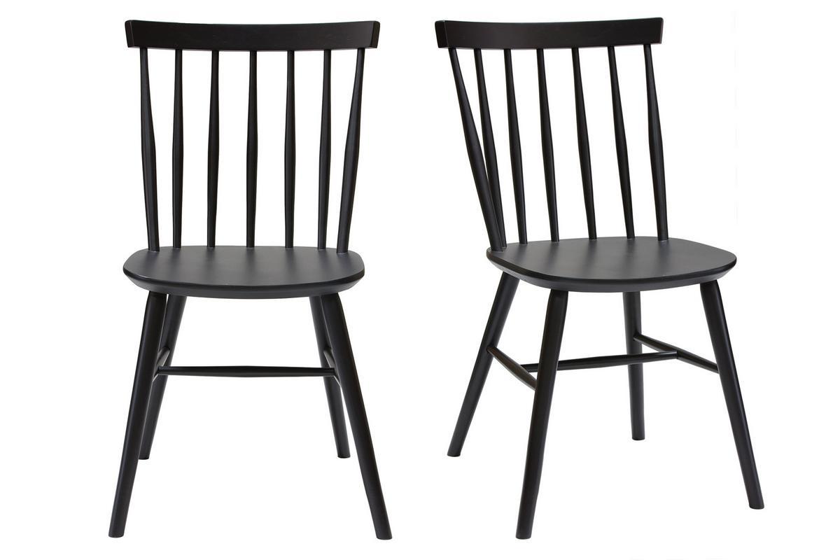 Chaises � barreaux en bois noir (lot de 2) COLBERT