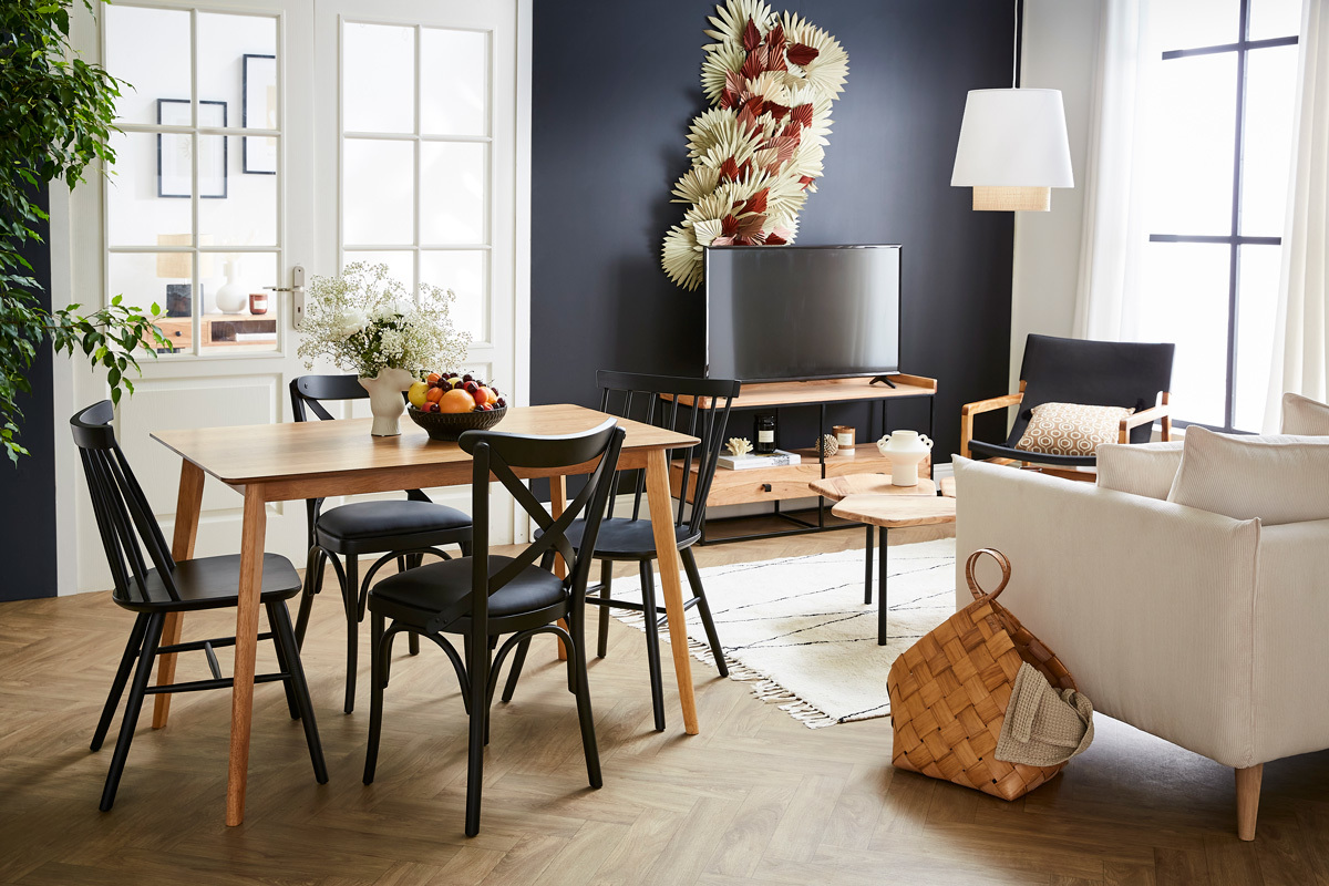 Chaises � barreaux en bois noir (lot de 2) COLBERT