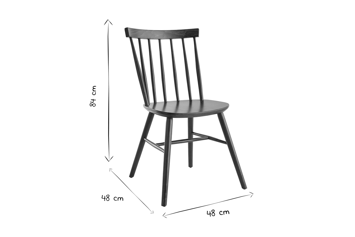 Chaises � barreaux en bois noir (lot de 2) COLBERT