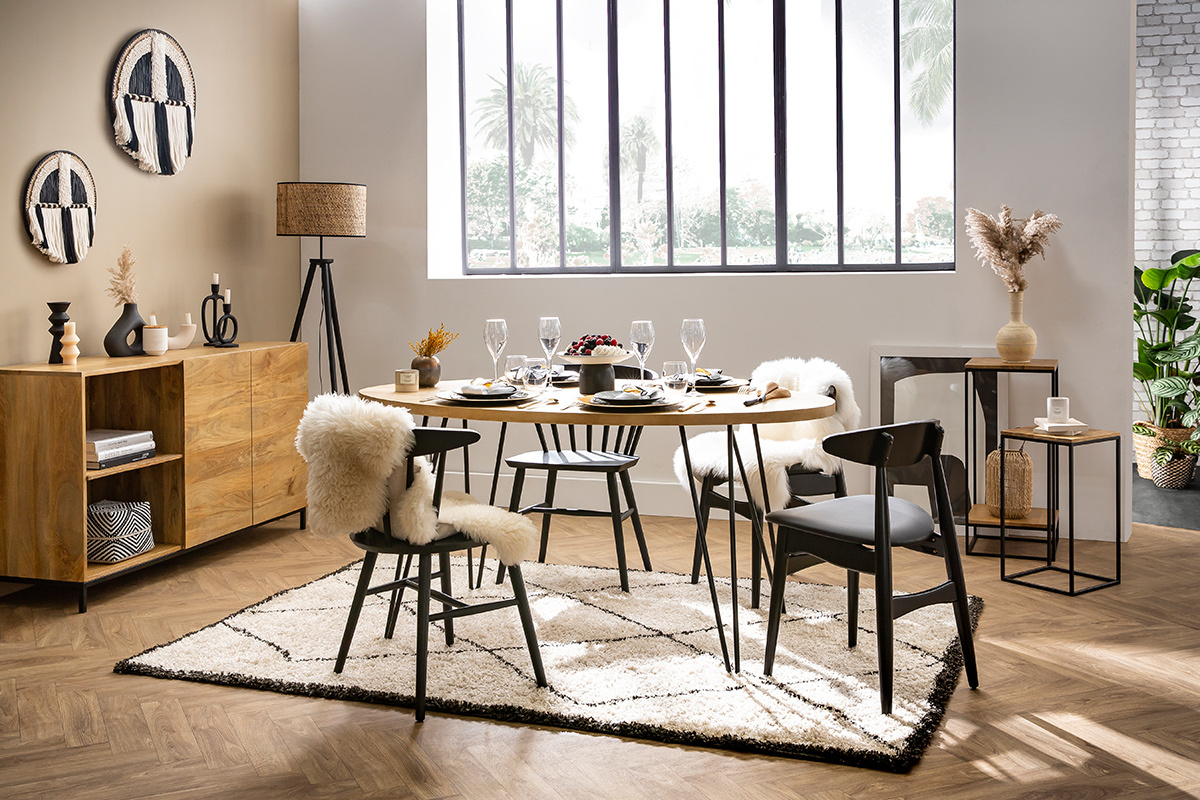 Chaises � barreaux en bois noir (lot de 2) DARIA