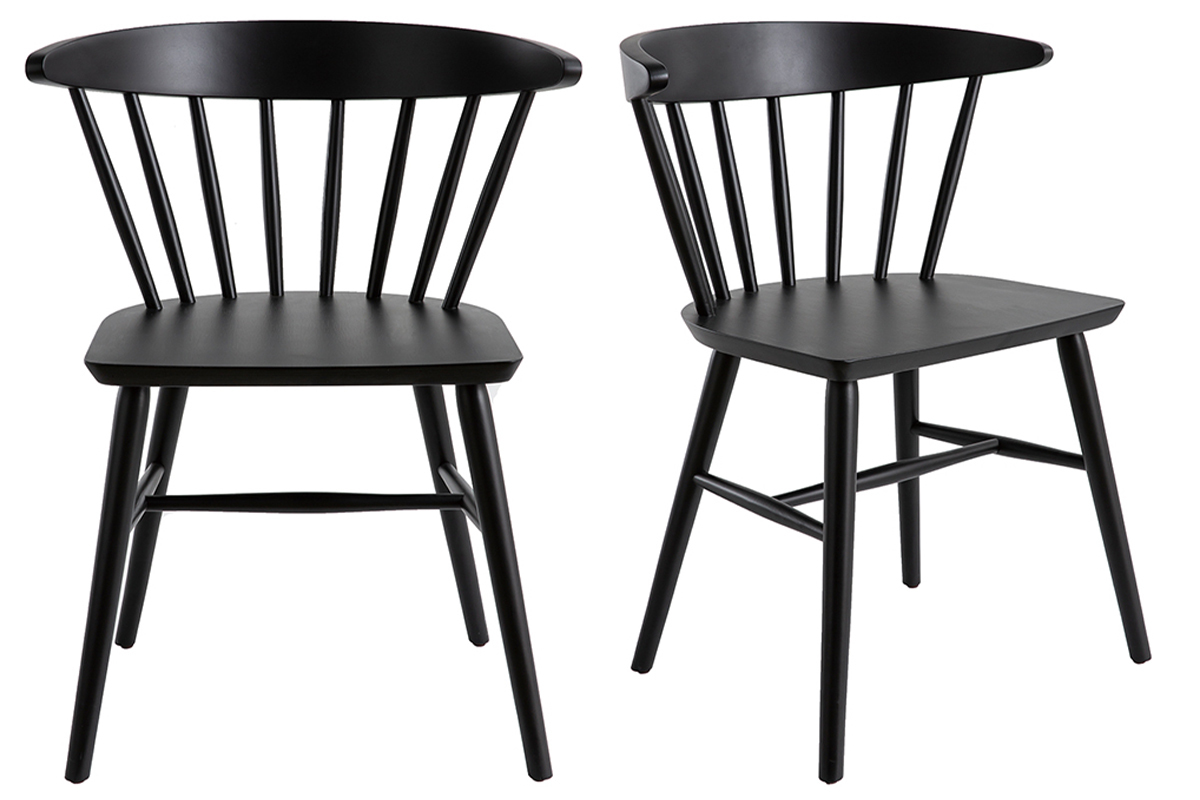 Chaises � barreaux en bois noir (lot de 2) DARIA