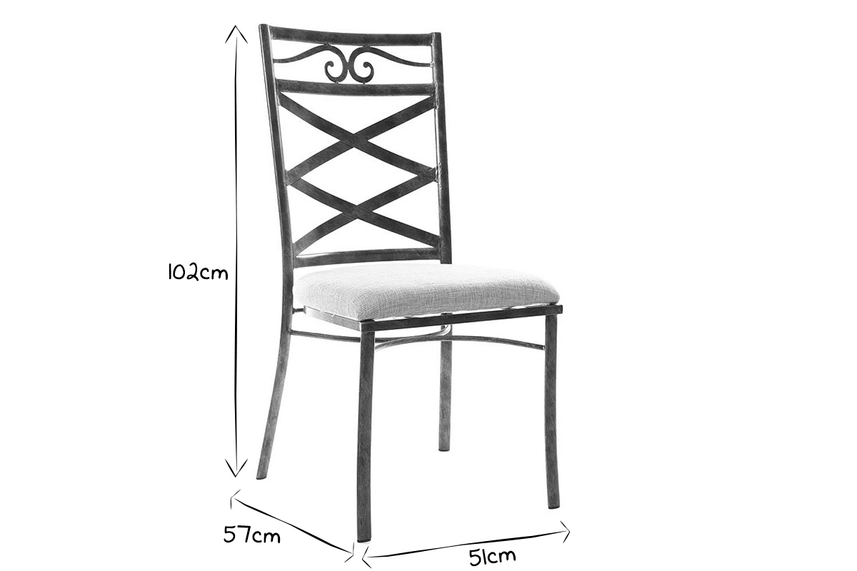 Chaises baroques noires mtal (lot de 2) VENEZIA