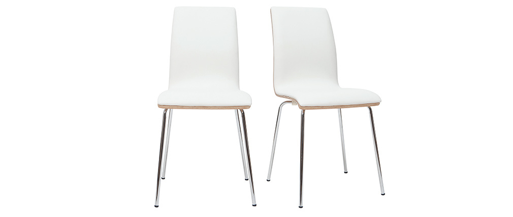 Chaises blanc et bois clair avec pieds métal (lot de 2) DELICACY
