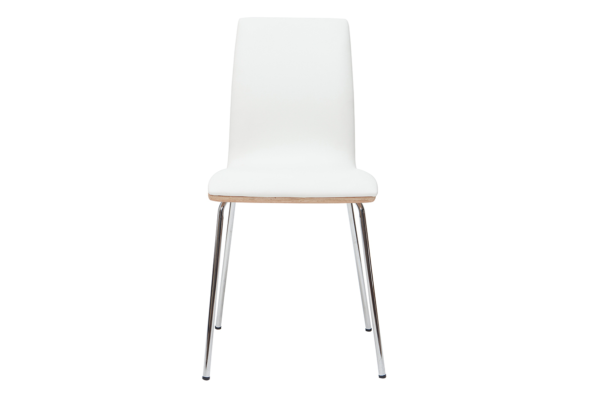 Chaises blanc et bois clair avec pieds m�tal (lot de 2) DELICACY