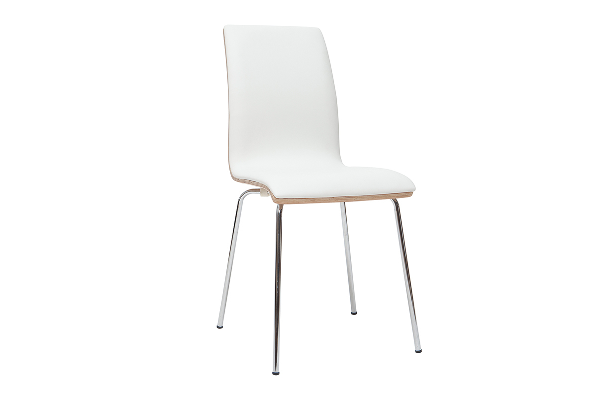 Chaises blanc et bois clair avec pieds m�tal (lot de 2) DELICACY