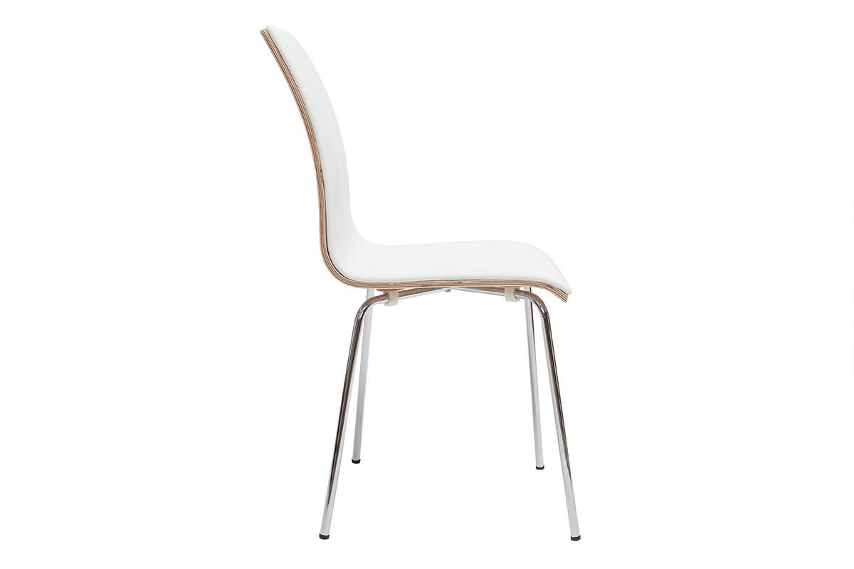 Chaises blanc et bois clair avec pieds m�tal (lot de 2) DELICACY