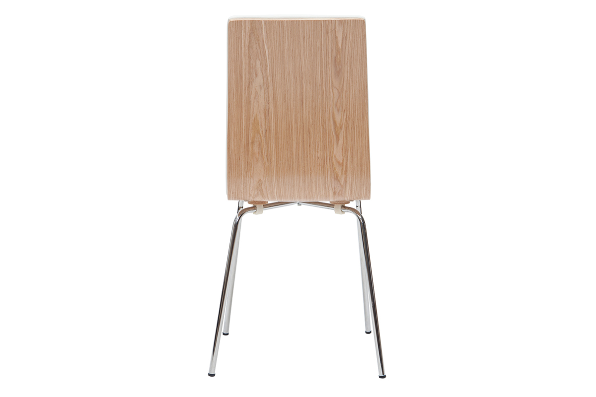 Chaises blanc et bois clair avec pieds m�tal (lot de 2) DELICACY