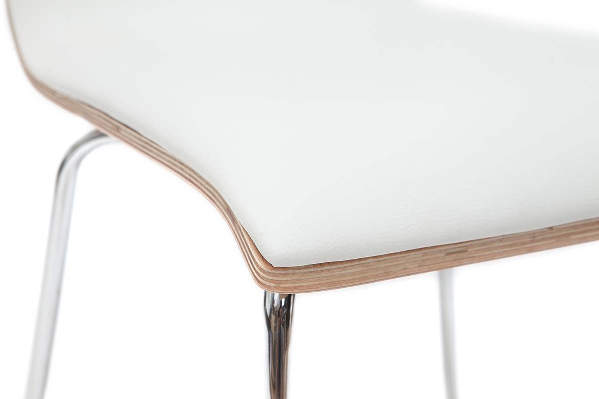 Chaises blanc et bois clair avec pieds m�tal (lot de 2) DELICACY