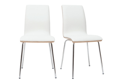 Chaises blanc et bois clair avec pieds m&eacute;tal (lot de 2) DELICACY