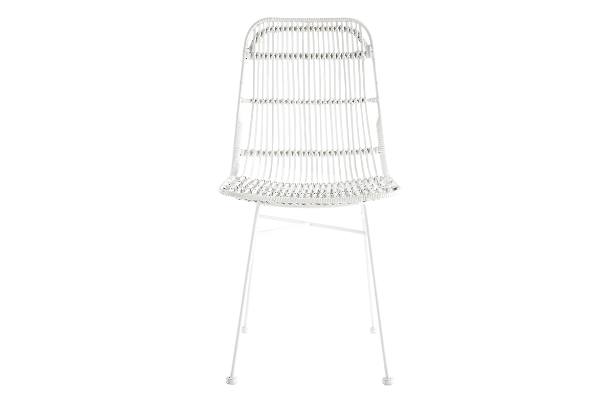 Chaises blanches en rotin et m�tal (lot de 2) MALACCA