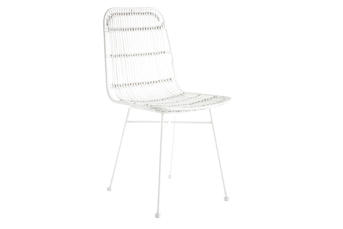 Chaises blanches en rotin et m�tal (lot de 2) MALACCA