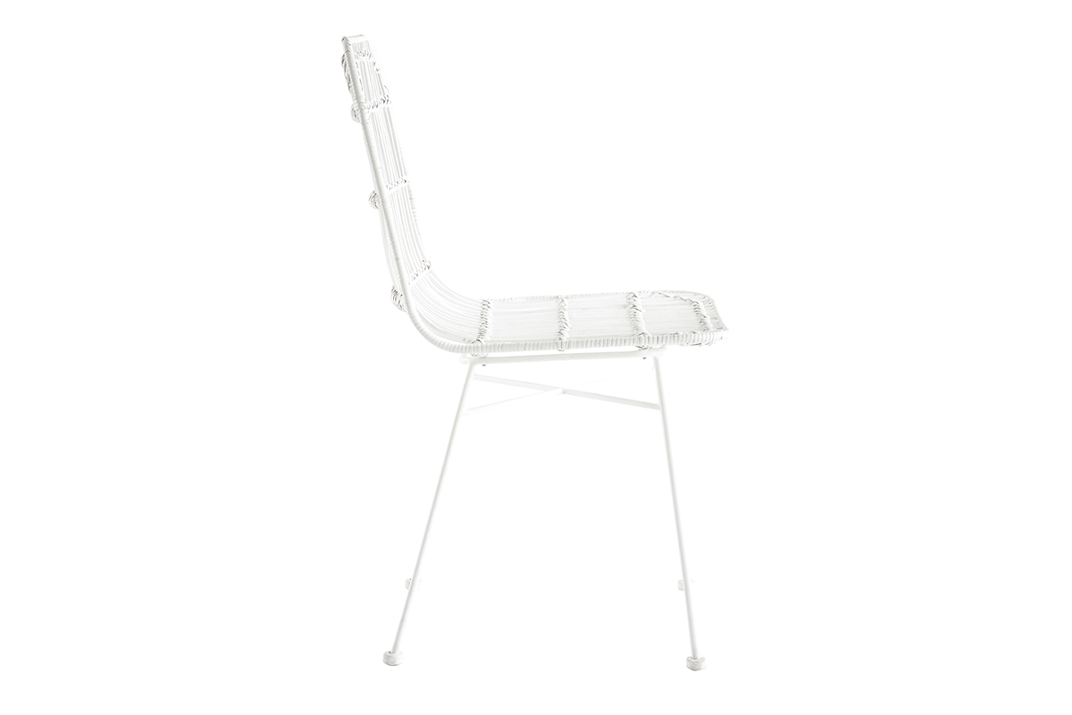 Chaises blanches en rotin et m�tal (lot de 2) MALACCA