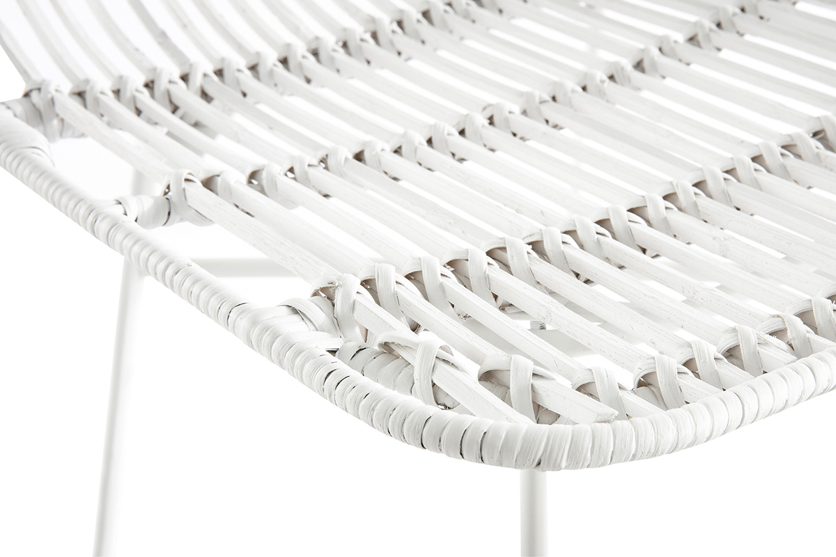Chaises blanches en rotin et m�tal (lot de 2) MALACCA