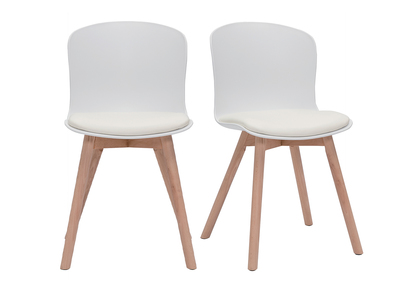 Chaises blanches et bois clair massif (lot de 2) ARISTA