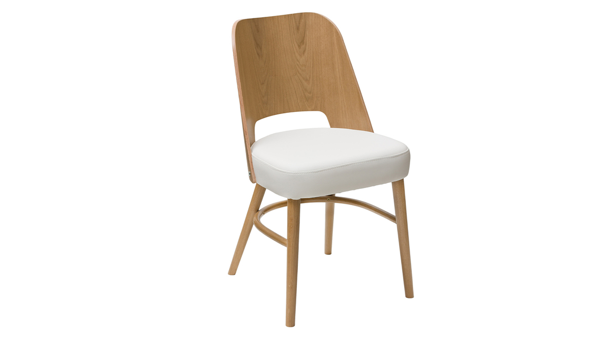 Chaises bois chêne et assises blanches (lot de 2) EDITO