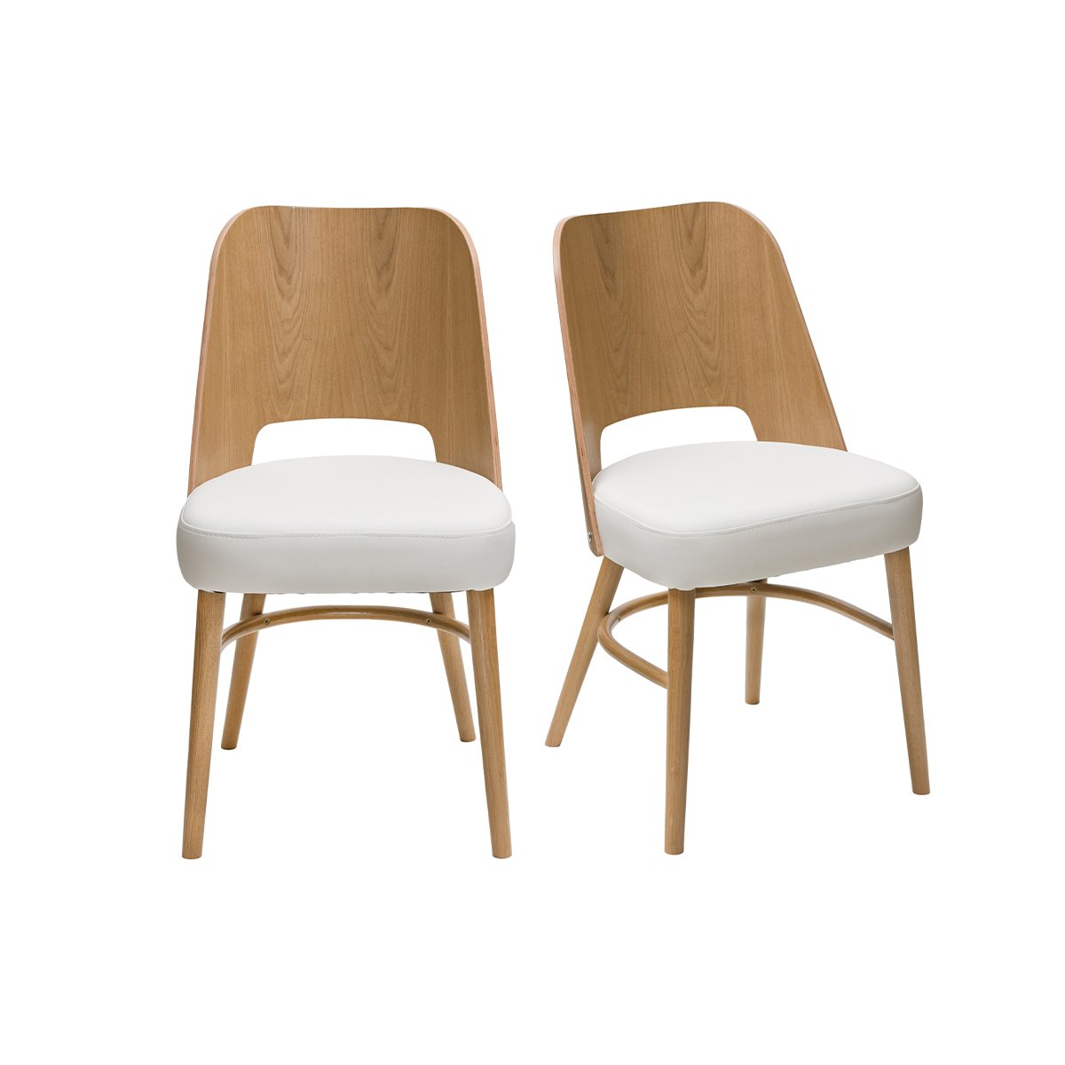 Chaises bois chêne et assises blanches (lot de 2) EDITO vue1