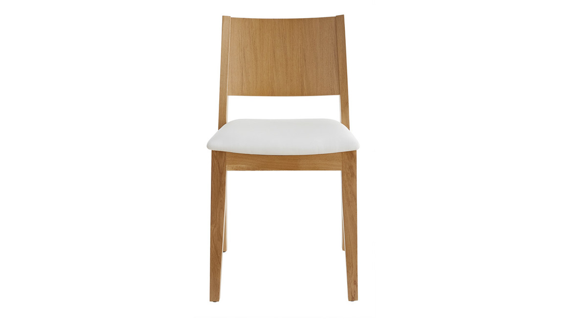 Chaises bois chêne et assises blanches (lot de 2) MELVIL