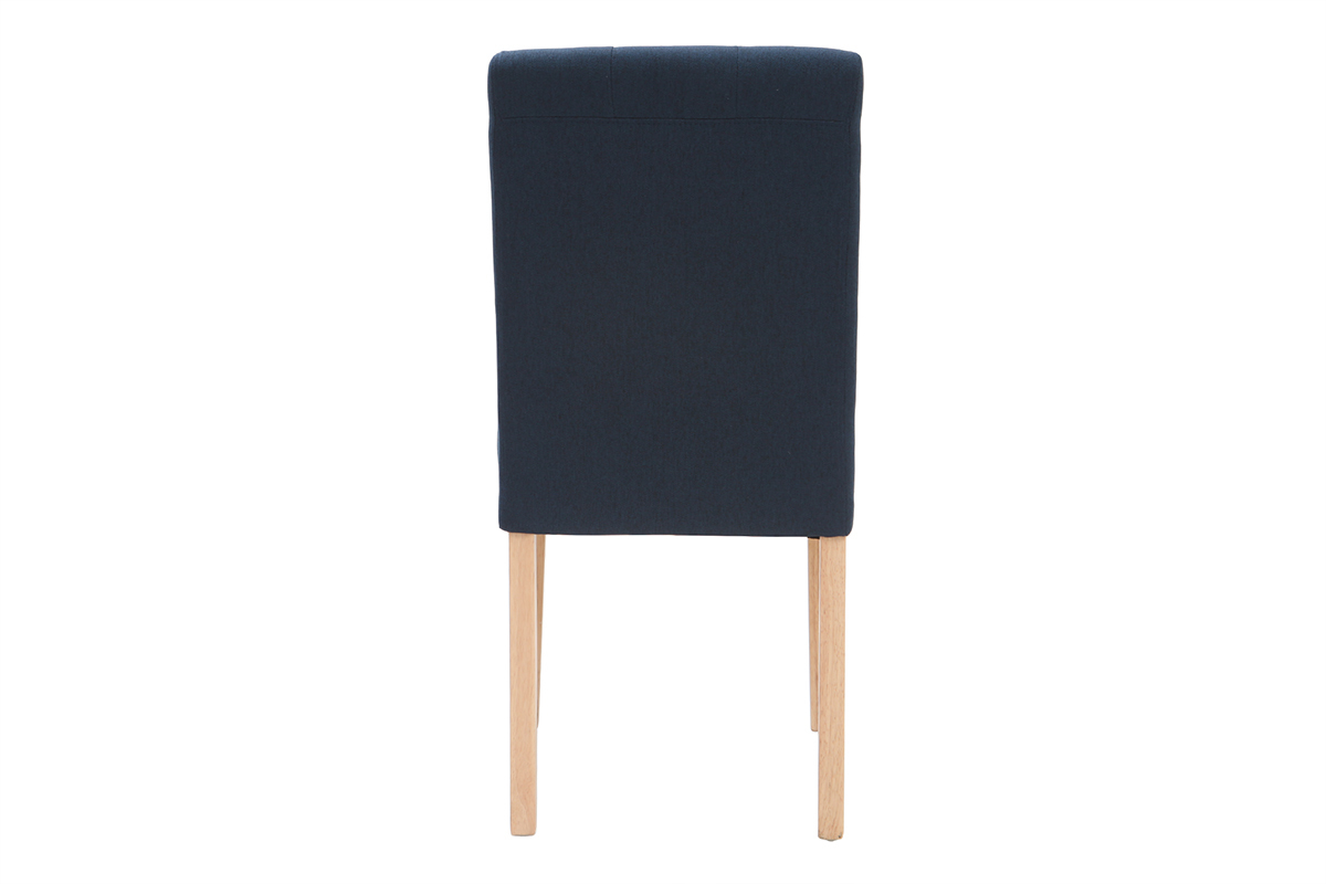 Chaises capitonnes en tissu bleu et bois (lot de 2) ESTER