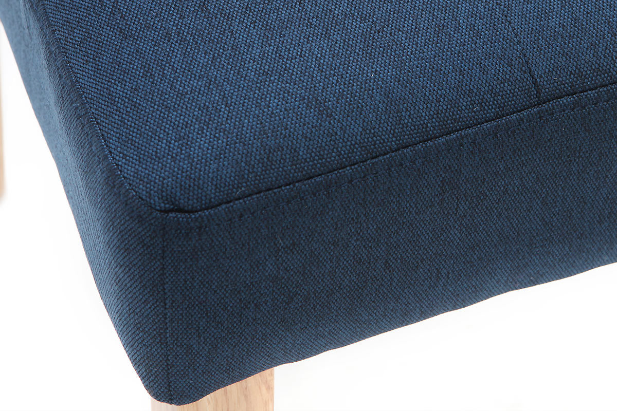 Chaises capitonnes en tissu bleu et bois (lot de 2) ESTER