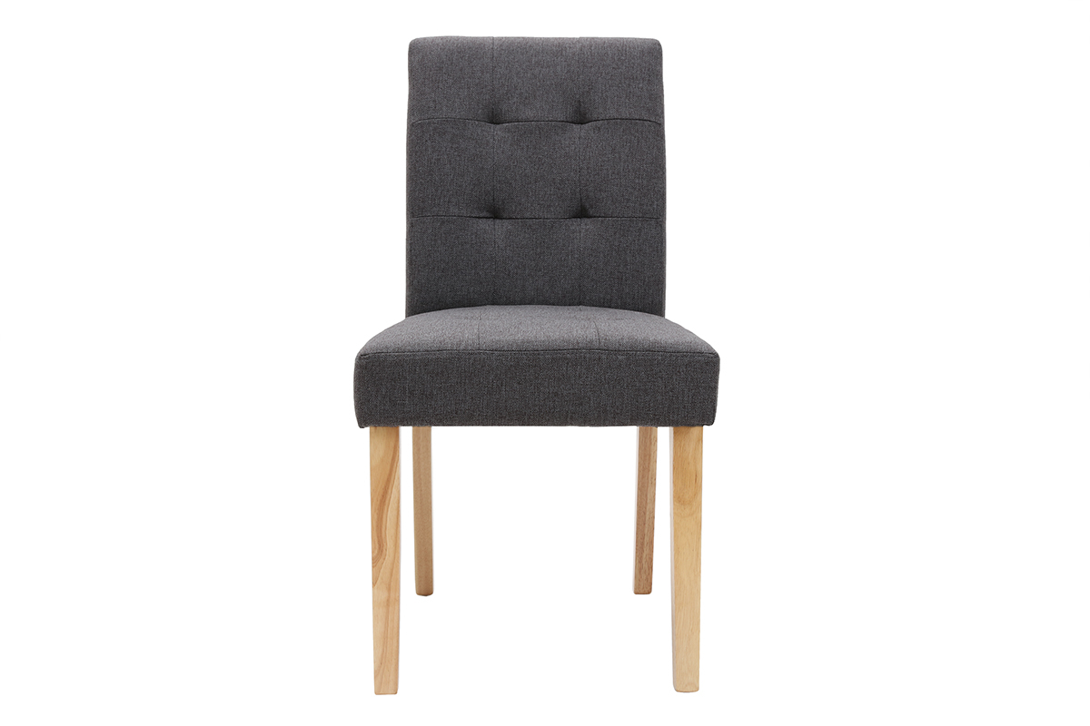 Chaises capitonnes en tissu gris fonc et bois clair (lot de 2) ESTER
