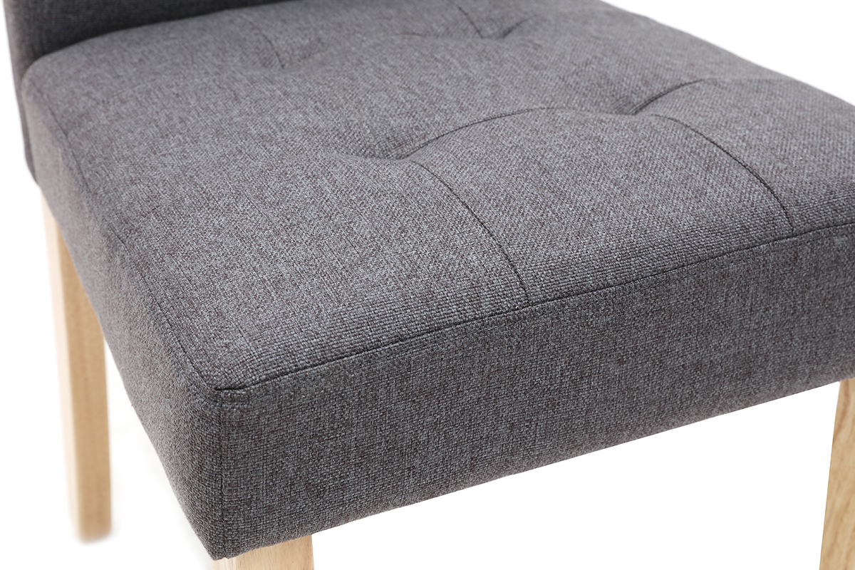 Chaises capitonnes en tissu gris fonc et bois clair (lot de 2) ESTER