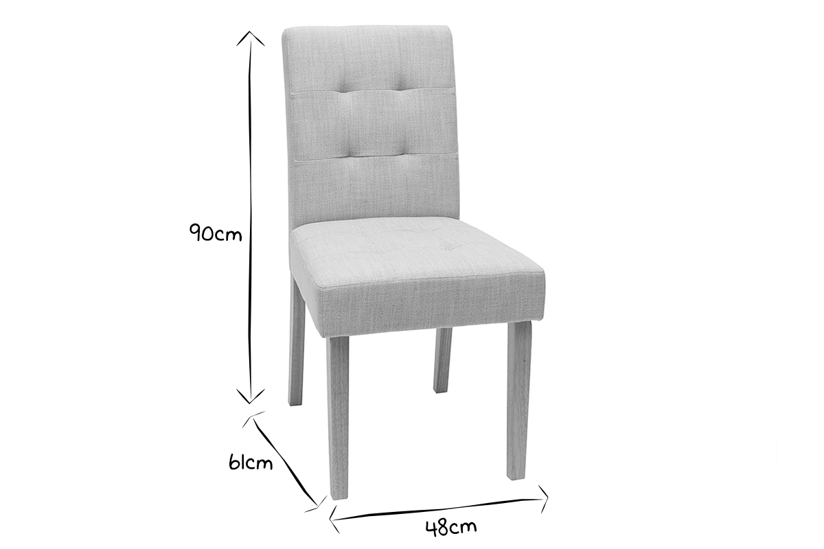 Chaises capitonnes en tissu gris fonc et bois clair (lot de 2) ESTER