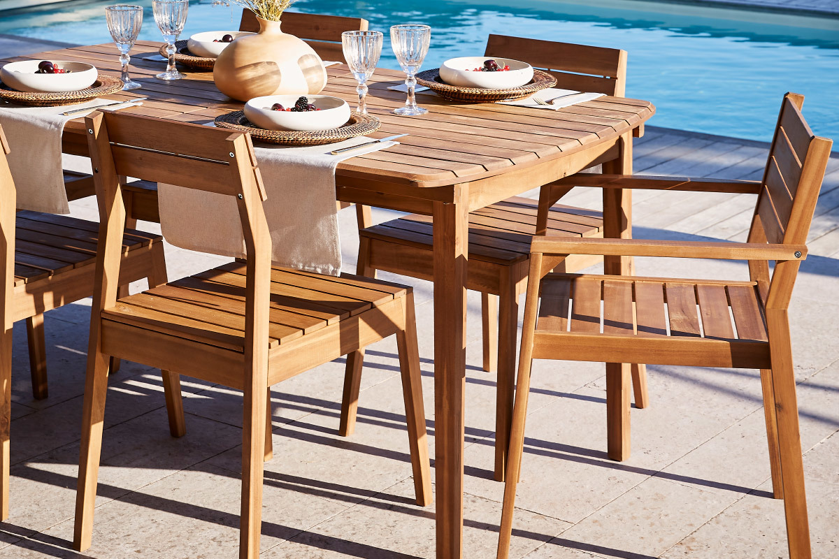 Chaises de jardin empilables en bois massif (lot de 2) CANOPEE