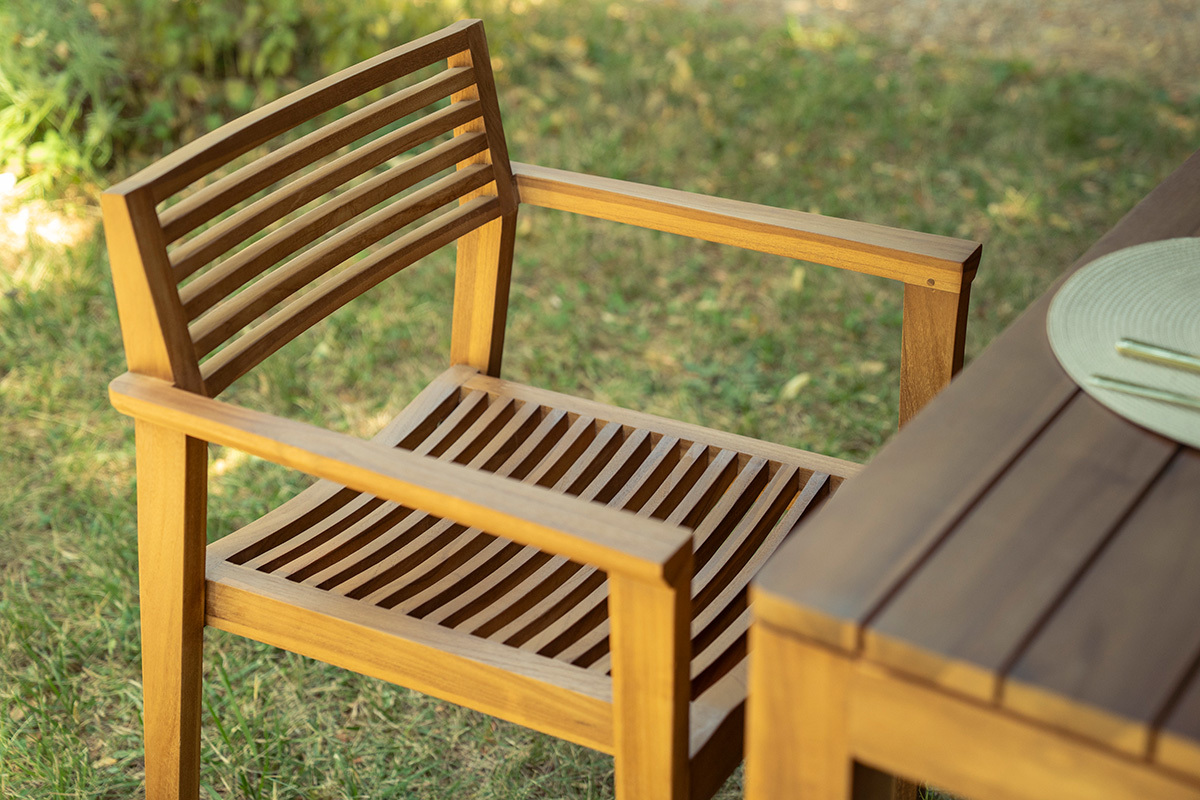 Chaises de jardin empilables en bois teck massif (lot de 2) KAYU