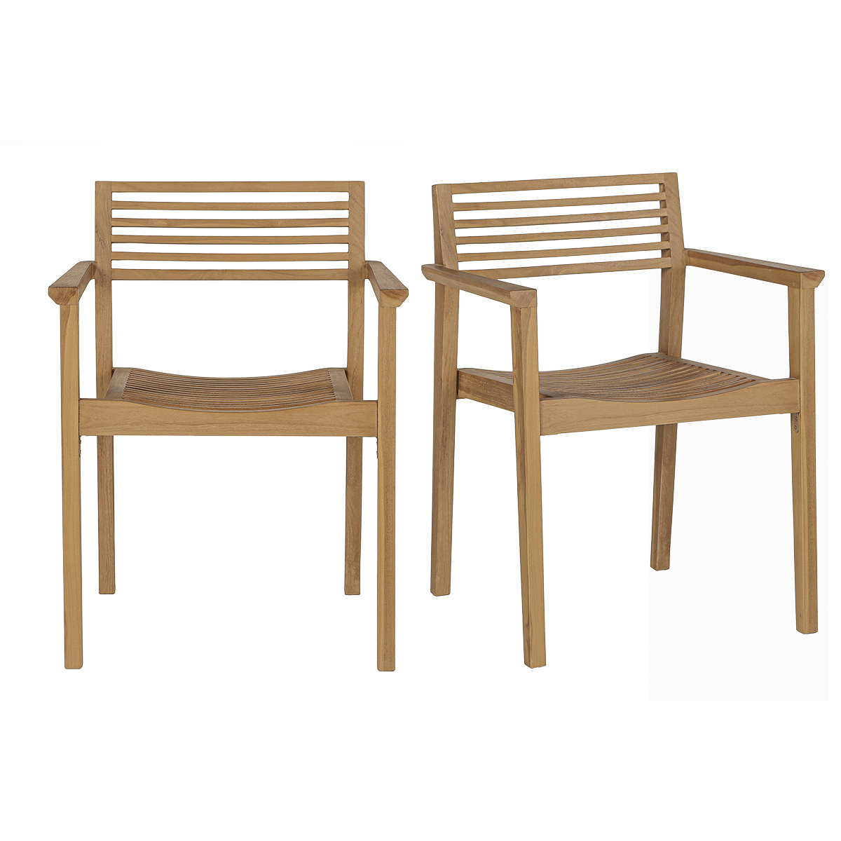 Chaises de jardin empilables en bois teck massif (lot de 2) KAYU