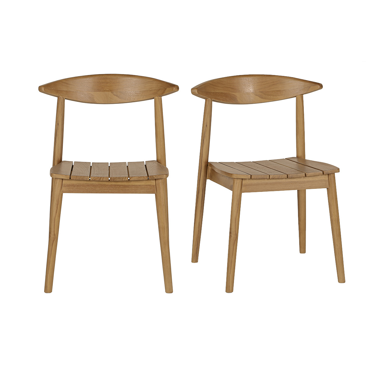 Chaises de jardin empilables en bois teck massif (lot de 2) SAGARA