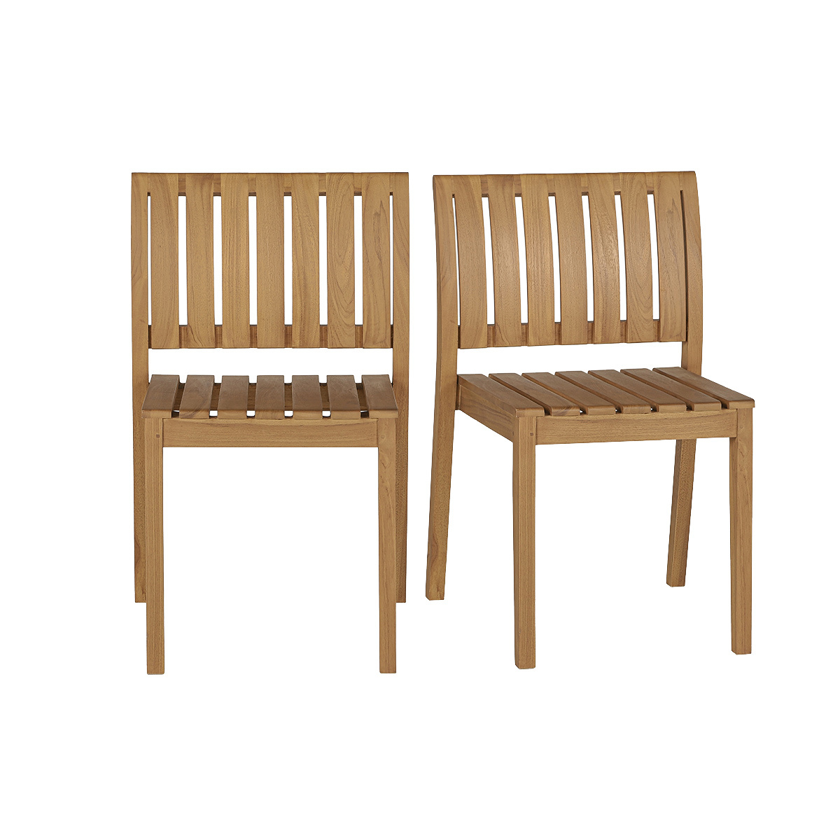Chaises de jardin empilables en bois teck massif (lot de 2) TECKA