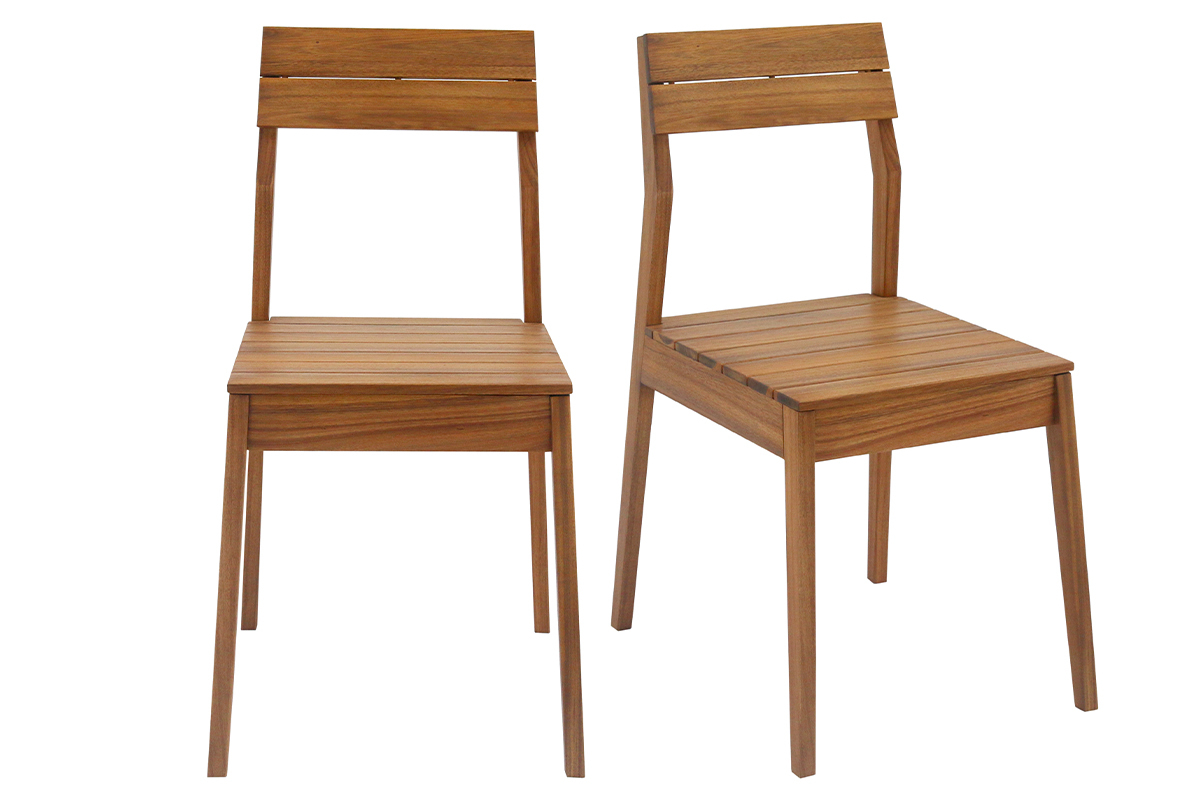 Chaises de jardin en acacia massif (lot de 2) CANOPEEsss