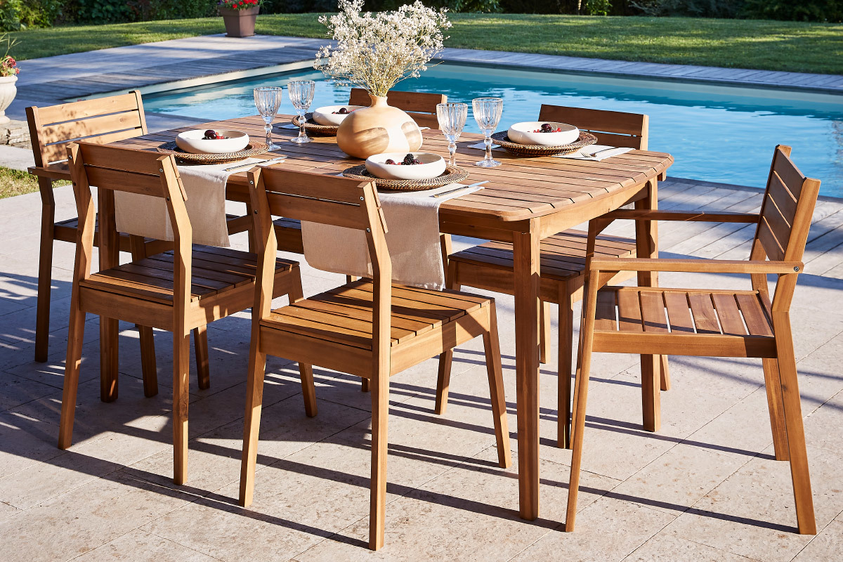 Chaises de jardin en acacia massif (lot de 2) CANOPEEsss