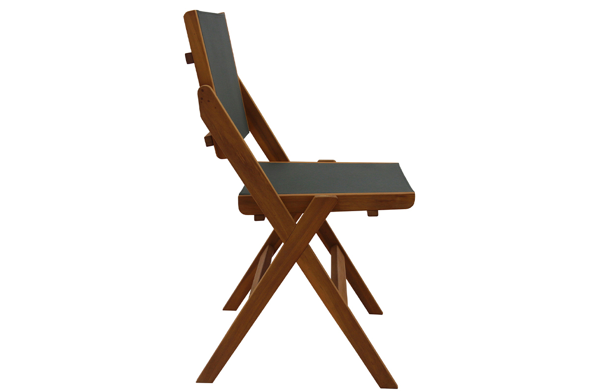 Chaises de jardin gris fonc� et bois massif (lot de 2) APIK