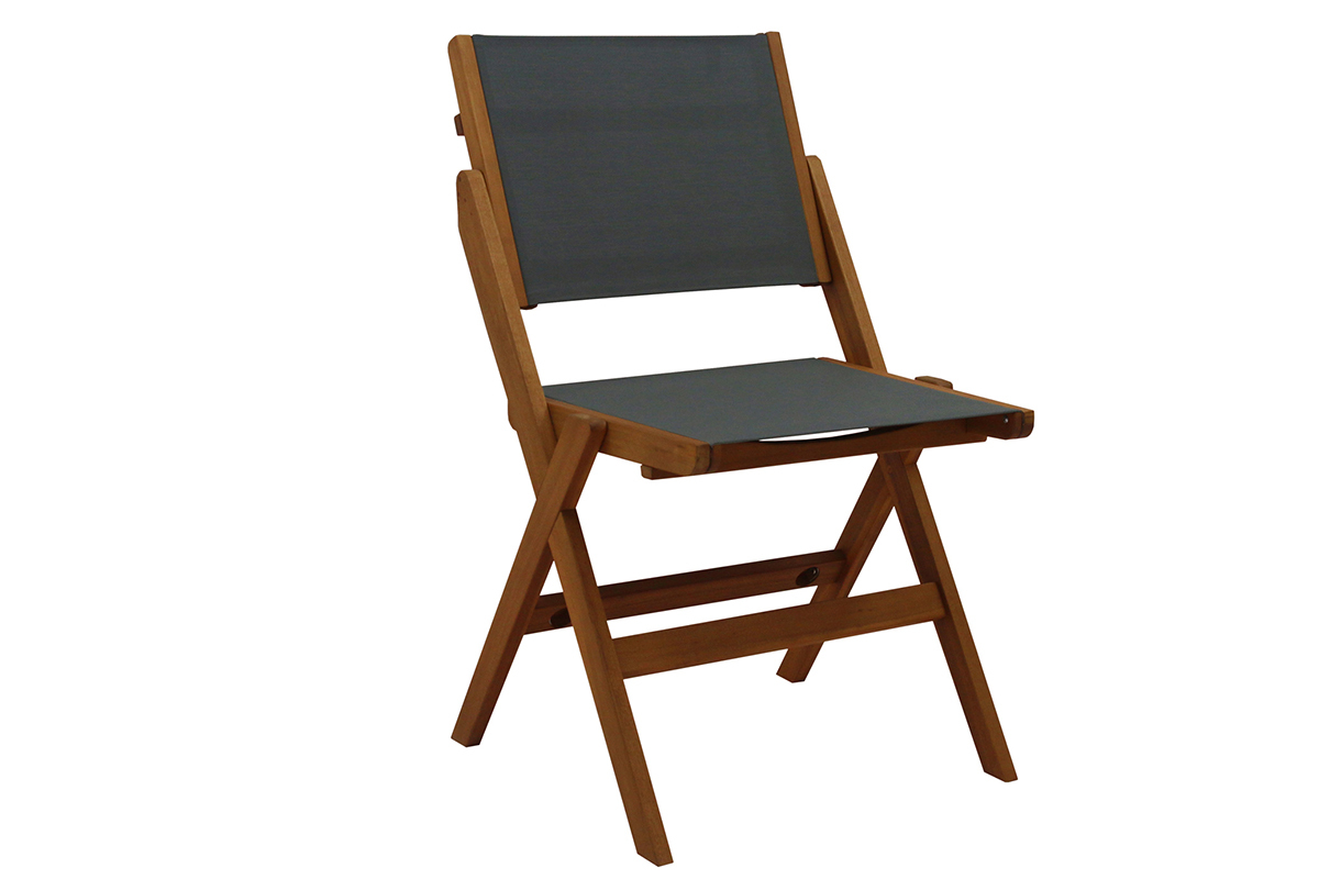 Chaises de jardin gris fonc� et bois massif (lot de 2) APIK