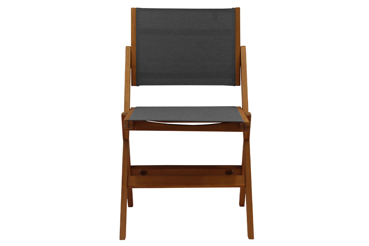 Chaises de jardin gris fonc� et bois massif (lot de 2) APIK