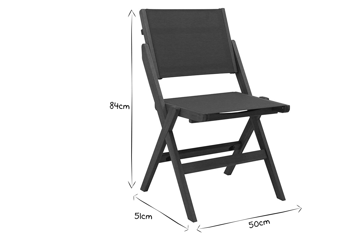 Chaises de jardin gris fonc� et bois massif (lot de 2) APIK