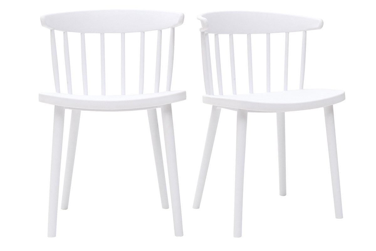 Chaises design  barreaux blanches intrieur / extrieur (lot de 2) HOLLY