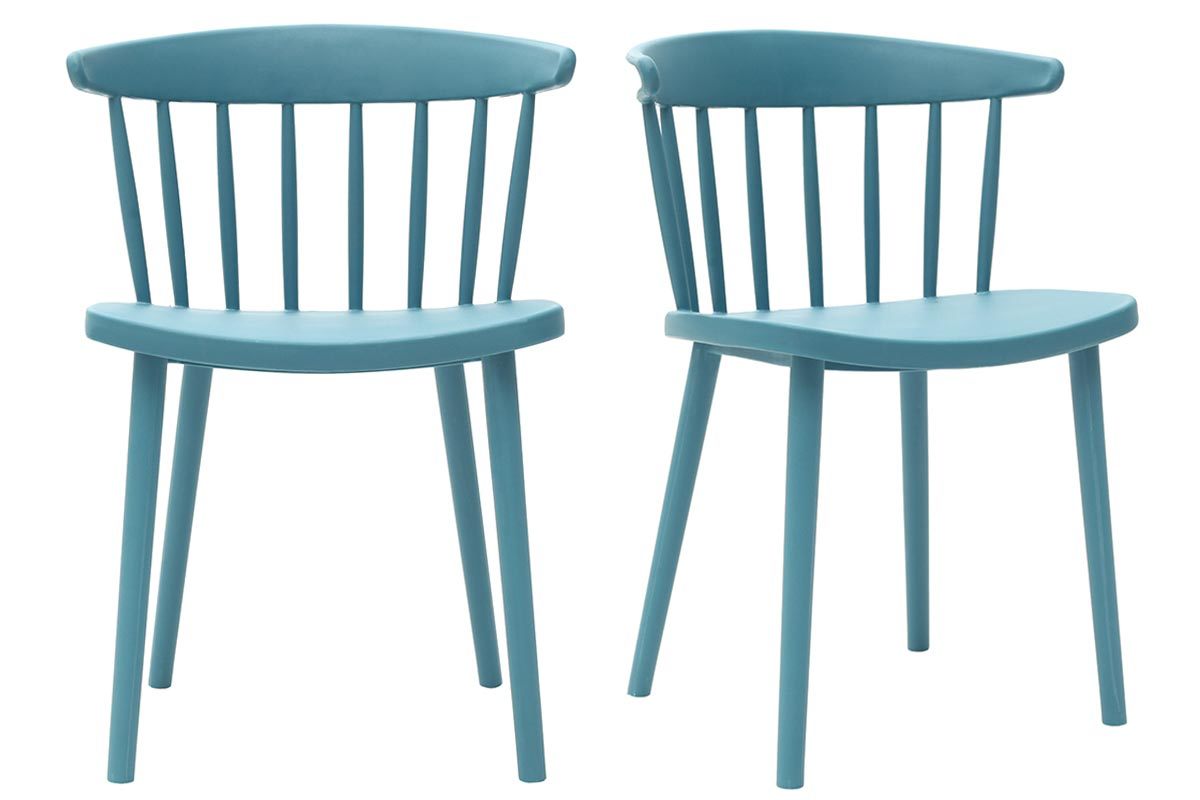 Chaises design  barreaux bleu canard intrieur / extrieur (lot de 2) HOLLY