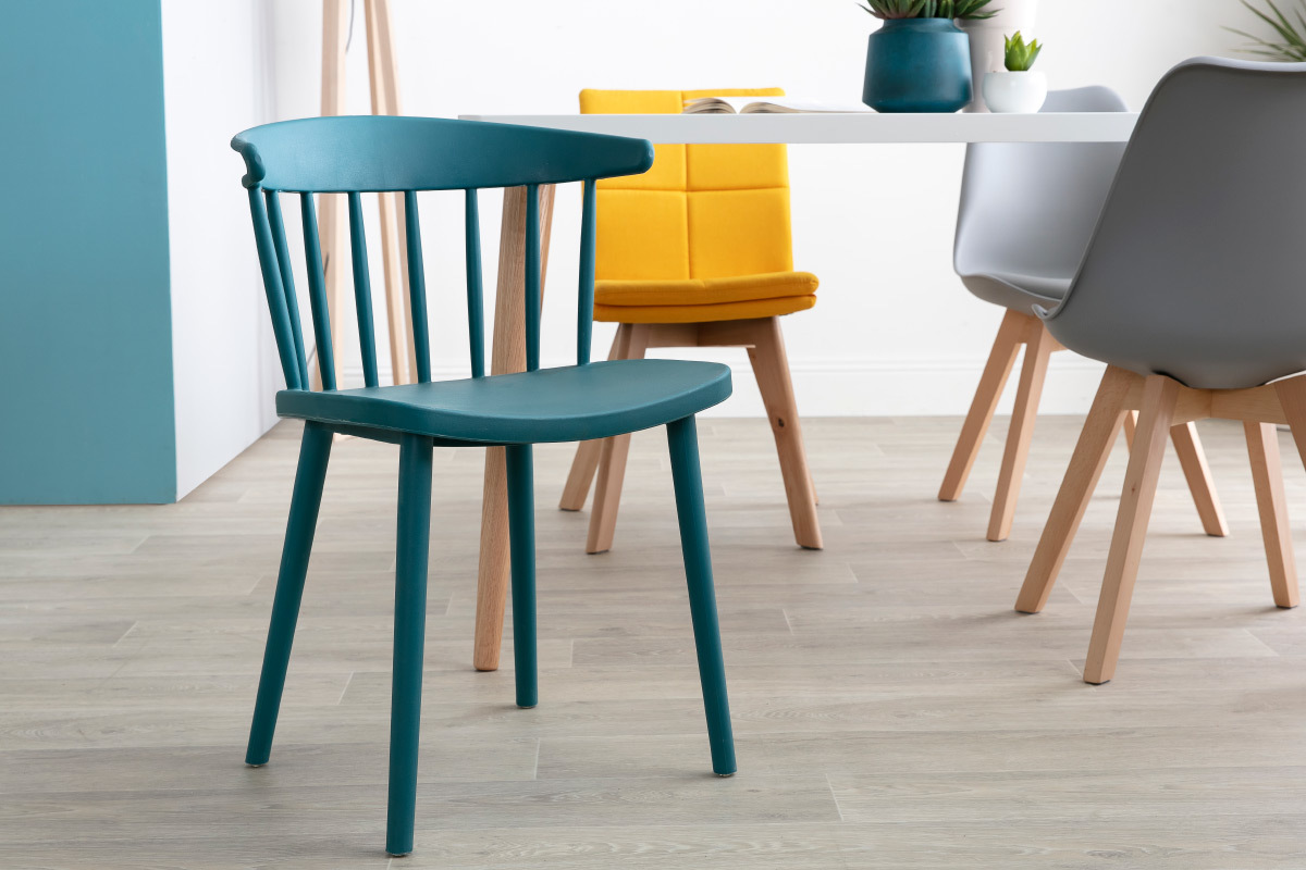 Chaises design  barreaux bleu canard intrieur / extrieur (lot de 2) HOLLY