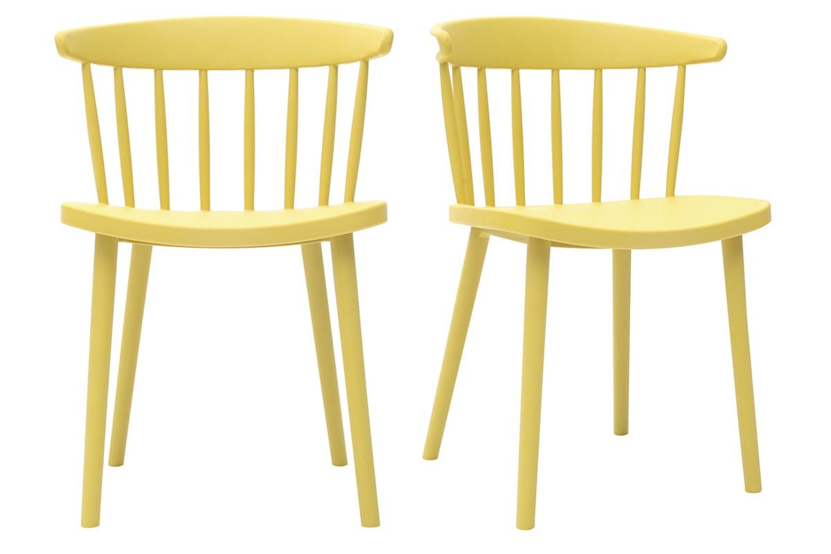 Chaises design  barreaux jaunes intrieur / extrieur (lot de 2) HOLLY