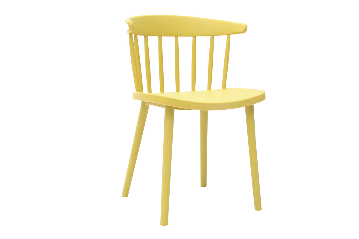 Chaises design  barreaux jaunes intrieur / extrieur (lot de 2) HOLLY