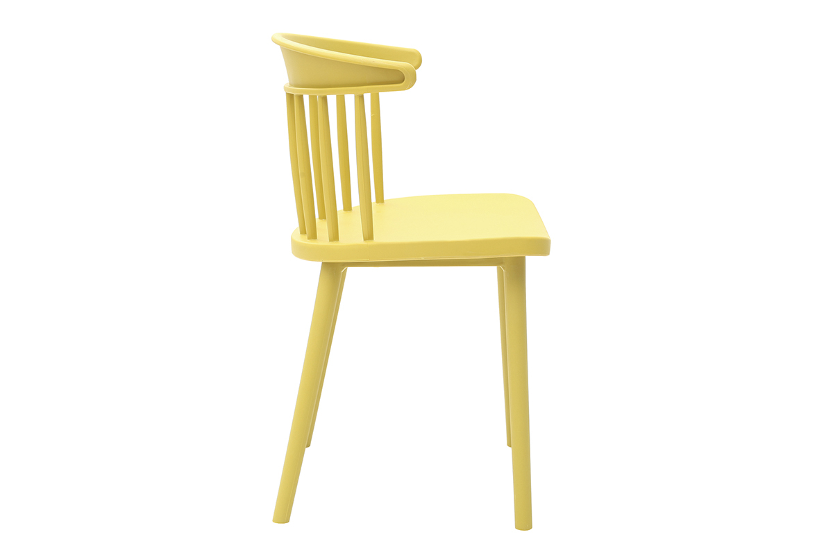 Chaises design  barreaux jaunes intrieur / extrieur (lot de 2) HOLLY