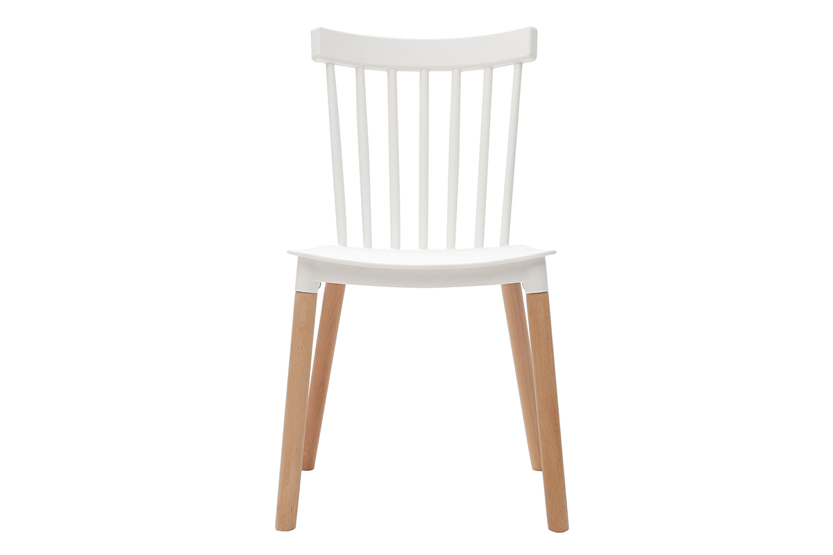 Chaises design bicolores blanc et bois (lot de 2) GAMBO