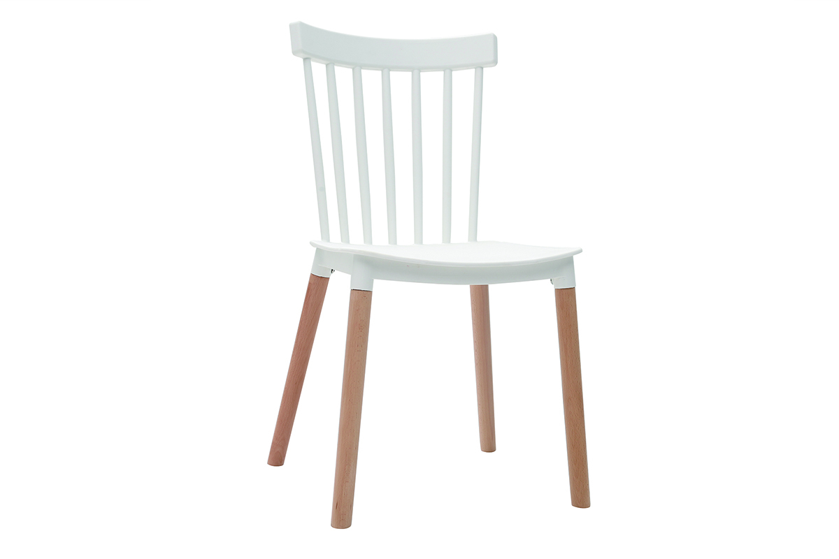 Chaises design bicolores blanc et bois (lot de 2) GAMBO