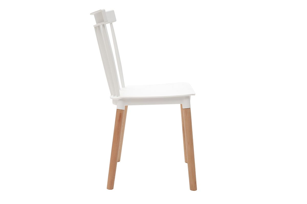 Chaises design bicolores blanc et bois (lot de 2) GAMBO