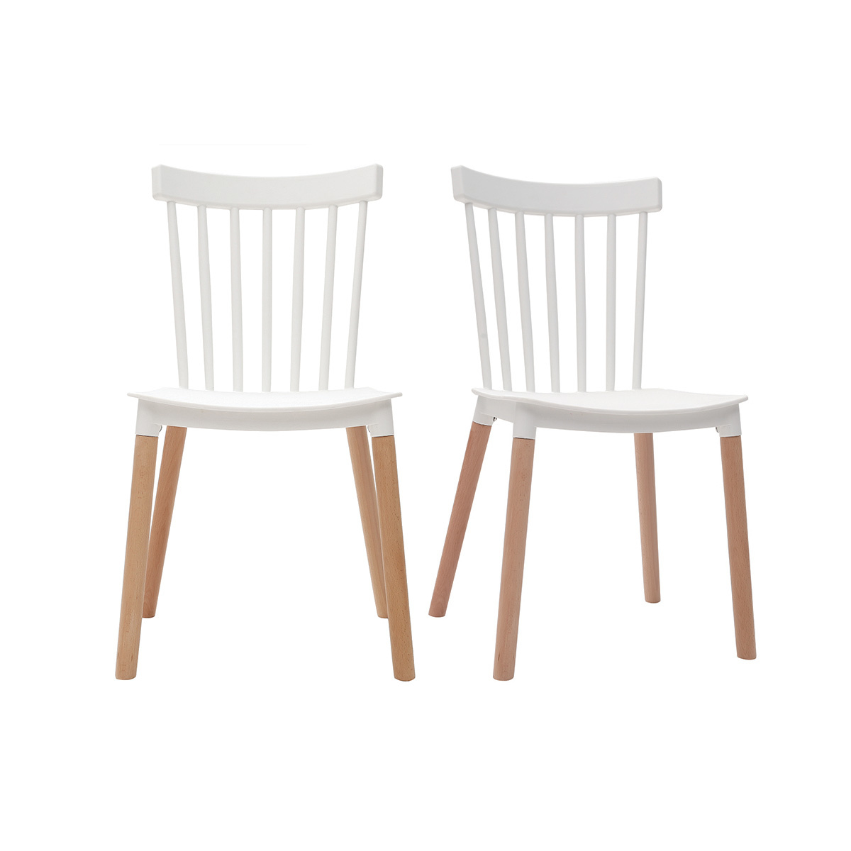 Chaises design bicolores blanc et bois (lot de 2) GAMBO vue1
